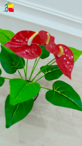 ANTHURIUM MERAH BK3 B8174 BUNGA PLASTIK DAUN HIAS IMITASI ARTIFICIAL