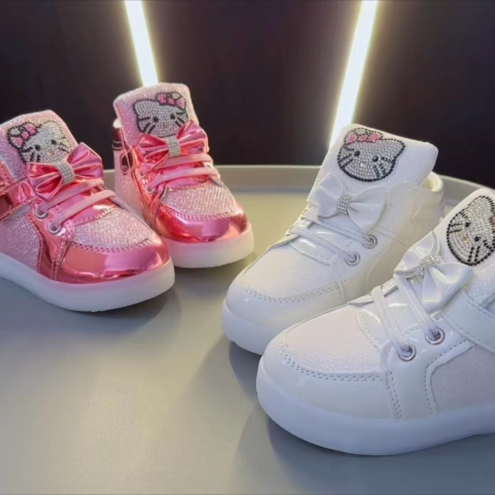 LED Boots for kids baby hello kitty velcro light up shoes for kids girls size 21 25 Lazada PH