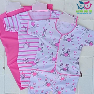 NAyyara Baby Kids - Setelan Pakaian Pendek Seri warna Putih Pink Bahan Super Lembut Berkualitas SNI