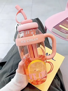 Anime Zakka 1400ml Tumbler With Straw Thermos Cup Large Capacity Water Bottle Personalized Design Tumbler PC Bottle Oversize Cup 43oz Drink Bottle Portable Wide Mouth Drinking Cup