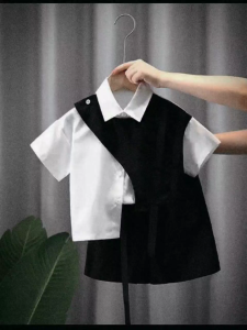 YOORA Kemeja Dres Anak Cewek 2in1Korea Usia style1-14 Tahun Bahan Katun LITTLE ROOM KIDS