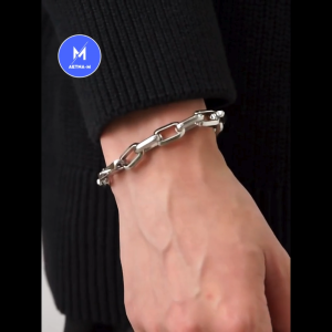 9MM Wide Silver Titanium Steel Clip Chain Bracelet Men Bangle Anti Karat Gelang Tangan Lelaki Fashion 不锈钢梯形古巴手链 9MM