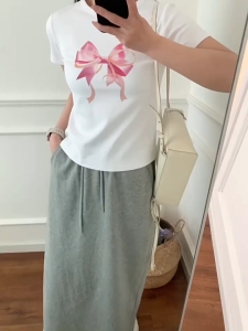 QUEENCARD Korean Cute Butterfly Pattern Casual Women Top Short Sleeve T-shirt