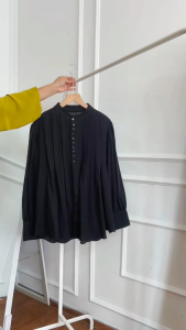 Atasan Kemeja Wanita Bahan Crinkel Airflow Blouse Polos Oversize Lengan Panjang