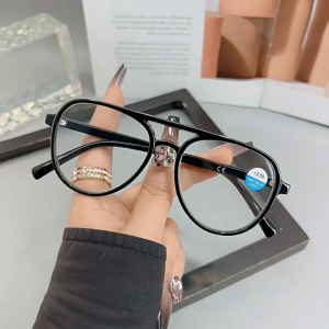 A-G Fashion Korean Style Aviator Reading Eyeglasses Oversized Big Face Anti Radiation Replace Lens Trend Men Women Presbyopic Glasses Original Retro Simple Spectacles G697