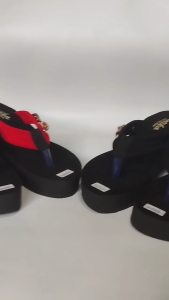 CK99 Sandal Wedges 6 Cm Jepit Balok Variasi Rantai Kekinian