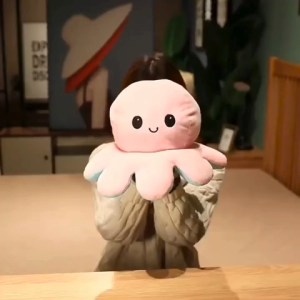 Malaysia Seller - Double-Sided Flip Plush Doll Reversible Mood Octopus Toy for Stress Relief & Room Decor 3 Colors & Sizes Available