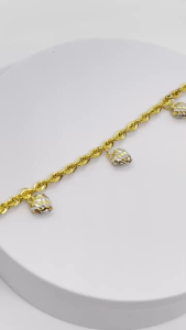 MJ Jewellery 375/9K Gold Hollow Rope Baby Bracelet With Love T030C
