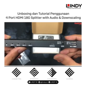 LINDY HDMI Splitter 2 Port 18G 4K60 HDR HDCP EDID + Audio & Downscalling