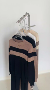 Oppa Style Shop Setelan 8041 Wanita Ribbed Knit / Dania Set Airport Lengan Panjang Celana Panjang Rajut / Highwaist Knit Pants / One Set Knit Striped