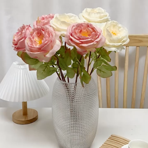Hoa hồng giả trang trí bông to 10cm vải lụa cao cấp decor tiệc cưới cửa tiệm studip bó hoa cầm tay chụp hình
