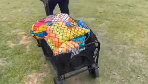 Hewolf Heavy-Duty Nylon Garden Cart Cargo Net with Sturdy Straps and Storage Bag - Durable Mesh for Utility Wagon & Beach Cart