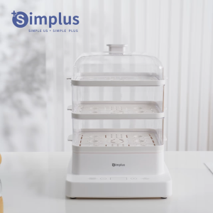 Simplus Electric Food Steamer丨3-Tier 14L Capacity丨1200W High Power丨24h Reservation丨Dual Safety Protection