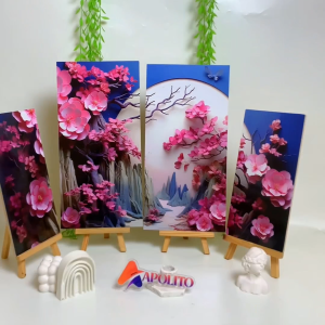 HIASAN DINDING PEMANDANGAN BUNGA AESTETIK SET ISI 4 PINK FLOWERS KAMAR DEKORASI RUMAH WALL DECOR AESTHETIC DECOR KAMAR