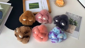 (SG Seller) 10cm Plush Dolls Rabbit Fur Keychain Bag Charm Alloy Ring Plush Rabbit Key Ring Hanging Ornament Cute Fuffy Bunny Keychain Kids Gift
