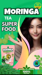 TEH DAUN KELOR MORINGA - Teh Bubuk Daun Kelor Pure Organic Moringa Powder Alami - Teh Seduh Daun Kelor Premium NO.1 untuk Kesehatan