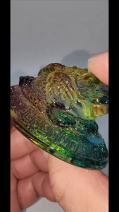(SG Seller Ready Stocks) Glazed Glass (Liu Li) Money Frog Guarding Yuan Bao (Ingots) Ornament Height 6+cm 琉璃彩色金蟾守元宝摆件 高度6+厘米