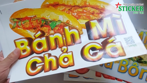 🔥🔥🔥 Miếng Dán BÁNH MÌ CHẢ CÁ dùng Trang Trí QuánTủ kính Xe bán hàng...