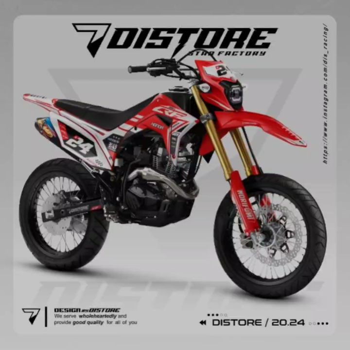 Decal crf 150 l full body hitam sangar merah putih biru free custom nama nomor