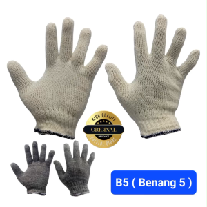 Sarung Tangan B5 Benang5 Rajut Sarung Tangan Kerja Proyek Baru Putih Abu-abu Perpasang ICHIBAN MIRAI