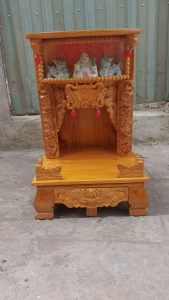 Bàn thờ thần tài ông địa đèn chân quỳ gỗ xoan kt 42x68 cm