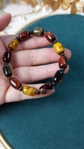 Vòng tay đá Mắt Hổ VIP tự nhiên size 8x12 mm kiểu lu thống xen kẽ viên tròn mắt hổ không kén mệnh | Hoa Minh Gem