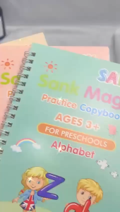 Buku Ajaib Edukasi Anak Belajar Menulis | Reusable Sank Magic Practice Writing Book | Buku Latihan Menggambar Menghitung Menulis Huruf & Angka | Buku 3D Prasekolah Paud TK 1 Set 4 Buku + Pulpen Bisa Untuk Kado Hadiah Ulang Tahun Anak