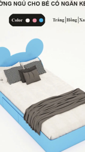 FREESHIP HCM - Giường Gỗ Ngăn Kéo Giường Ngủ Tai Gấu Cho Bé Tatana MDF050 - thiết kế theo yêu cầu