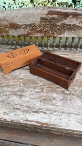 กล่องไม้  กล่องใส่ตะเกียบ ช้อนซ่อม  หลอดดูด ไม้สัก ยาว29xกว้าง10xสูง10cm 2สี  กล่องไม้อเนกประสงค์