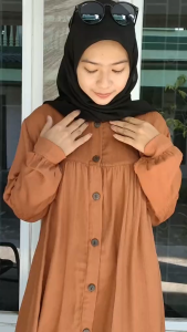 Gamis Nola Polos Variasi Kancing Crinkle Dobby | Dress Kondangan Pesta Dobby
