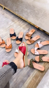 Sandal Wanita Wedges 3cm Pita Kulit Sapi Garut