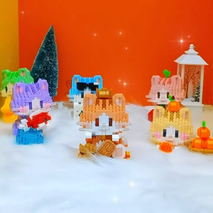 Mainan Bricks Lucky cat DIY karakter kartun Nano Block Hadiah untuk Mainan Anak Perempuan