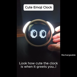 (SG) LED Digital Alarm Clock with Night Light Emoji Cute Ringtones Sunrise Bedside Desk Table Clocks