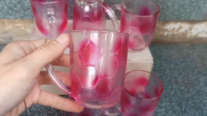 Gelas Kaca Gagang Motif Bola 210ml isi 6pcs / Gelas Kopi / Gelas Cafe