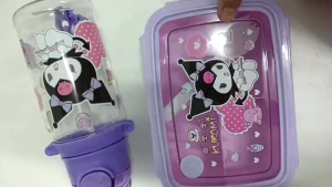 AMK BPA Free 3 Layer Kids Lunch Box Set With Spoon Water Bottle Cute Design Gift Kota Makan Sekolah Kedap Udara贈送湯匙午餐盒