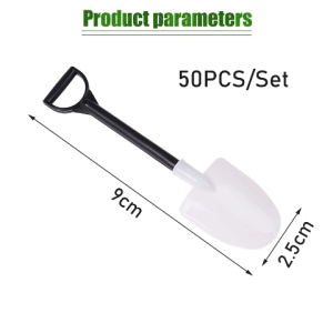50Pcs Sendok Puding/Es Krim/Dessert/Kue Plastik Kecil - Sendok Plastik Bentuk Sekop Kue Ulang Tahun
