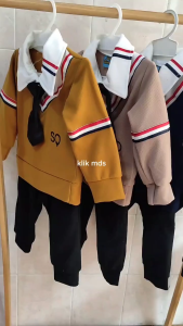 Setelan Anak Laki Laki - Baju Bayi Cowok Set Kemeja Rompi Dasi Lengan Dan Celana Panjang Usia 3 Bulan-4 Tahun Motif K Style