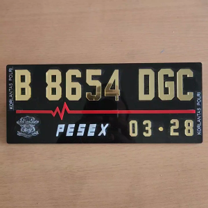 Plat Akrilik Timbul Angka Gold Chrome Untuk Motor Bisa Tambah Nama