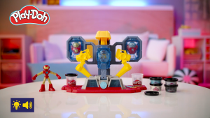Play-Doh Marvel Iron Man Armor Maker Lab Playset with Lights and Sounds Customizable Action Figure Imagination Toys for Boys and Girls 4 and Up