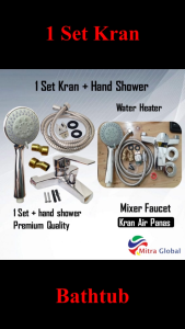 Kran Air Water Heater Panas Dingin Bathub & Kran Mixer Kualitas Premium Stainless Lengkap Satu Set