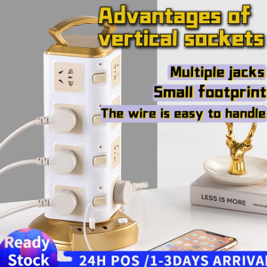【Malaysia Spot Sale】International general European version of the socket vertical tower socket with security door home multi-function socket board perforated patch board with usb strip
