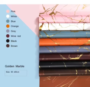 20PCS Gold Marble Texture Flowers Packaging Paper DIY Crafts Scrapbook Wedding Bouquet Gift Box Waterproof Wrapping