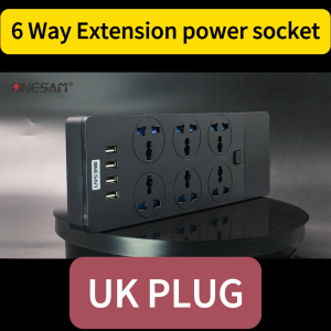 6 Way Black White Extension Singapore Power Socket British Standard UK 3 Pin Plug  with Usb Charge with Switch Smart Power Board Universal Hole 2m Cable Cord Wired Socket USB Power Strips Travel Wall Safety 英标插排带线插座接线板