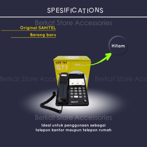 Sahitel S71: Telepon Single Line Hitam & Desain Minimalis
