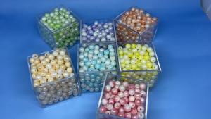 Manik Mutiara Pastel Manik Bulat Kelap Kelip Warna Aestetik 8mm 2 Warna 15gr