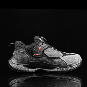 Sepatu Safety Sneaker Tali Putar Original DINGGU hitam abu proyek outdoor ringan anti slip anti paku