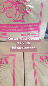 Kertas nasi coklat ukuran 27x36 isi 50 lembar / bungkus nasi warteg murah SAKURA