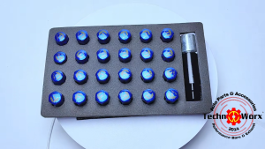 24PCS FUEL LUGNUTS M12 x 1.5 BLUE HEX NUT & LOCK Set Universal car Wheel rim mags volk PICK UP SUV
