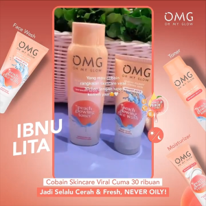 OMG Oh My Glow Peach Glowing Cream with Double Sunscreen Filter Untuk Semua Jenis Kulit 25 gr - Moisturizer Pelembab Wajah Tampak