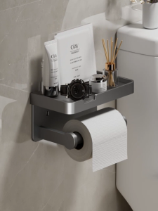 Wall Mounted Tissue Holder Drill Free Bathroom Tissue Roll Paper Rack Mobile Phone Storage Aluminum